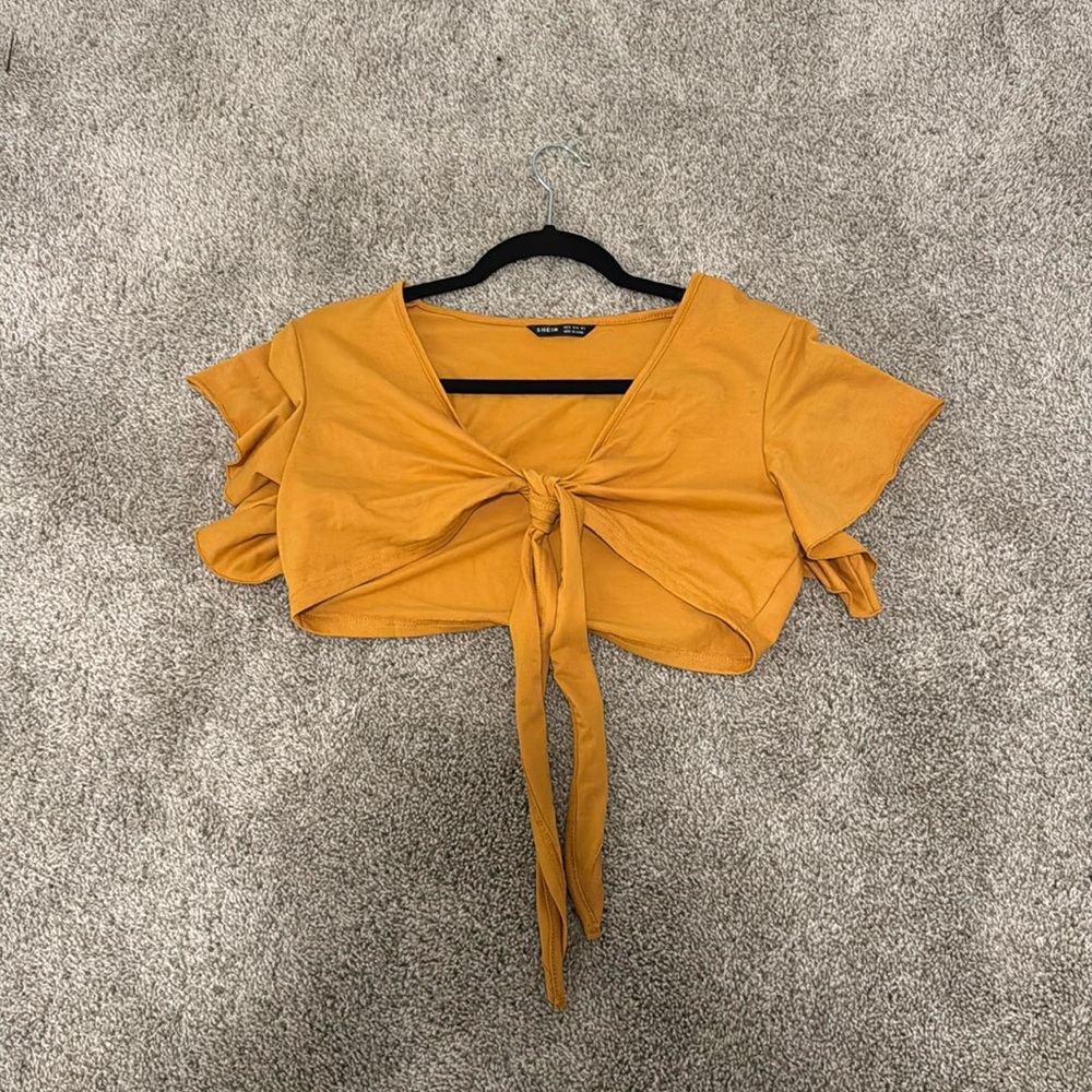 "Yellow Tie-Front Halter Top